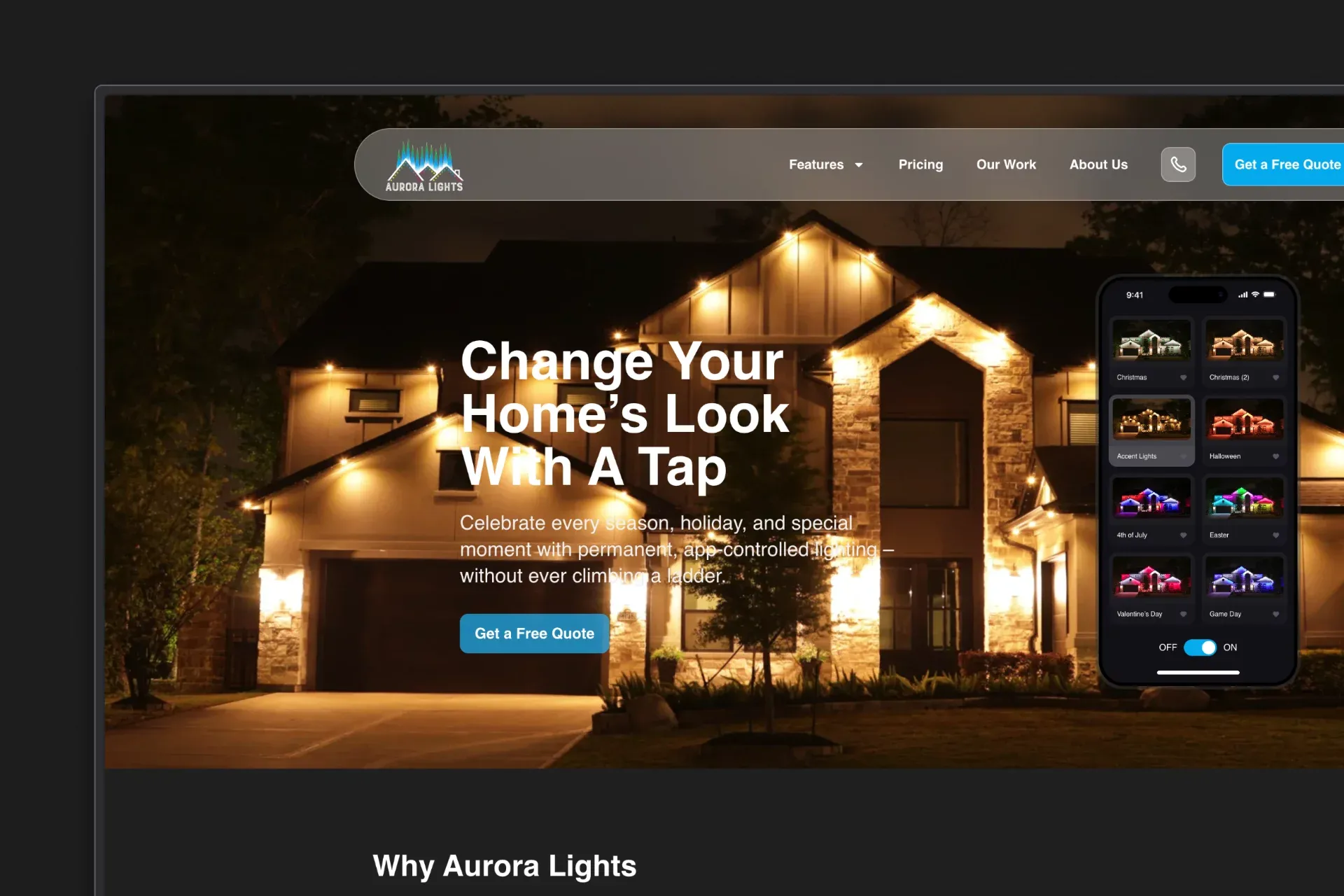 Aurora Lights | Permanent Outdoor Lighting for Every Occasion - Case Study design