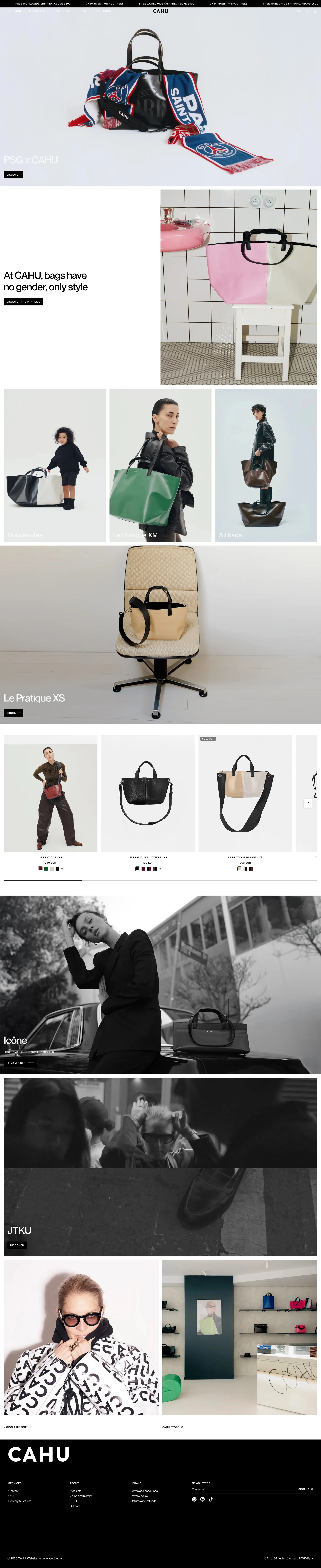 CAHU - Official Website - Ecommerce design