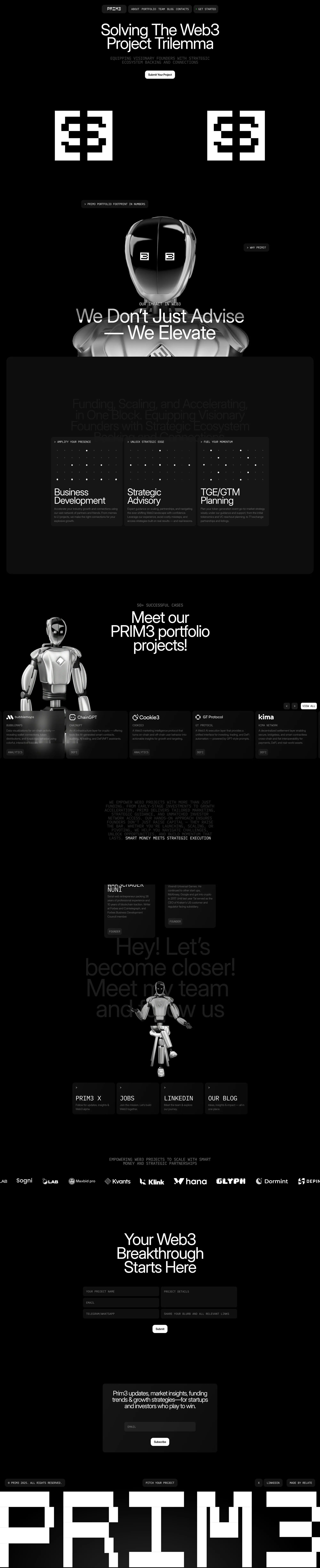 PRIME3 Capital | Web3 VC | Funding Blockchain Innovations - Landing design