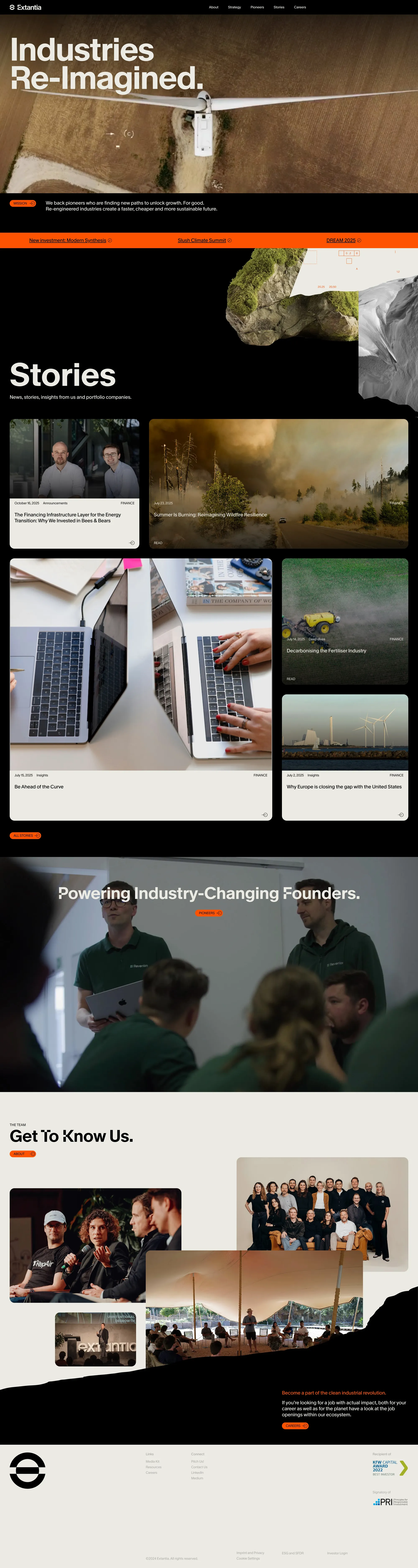Extantia | Industries Re-Imagined. - Landing design