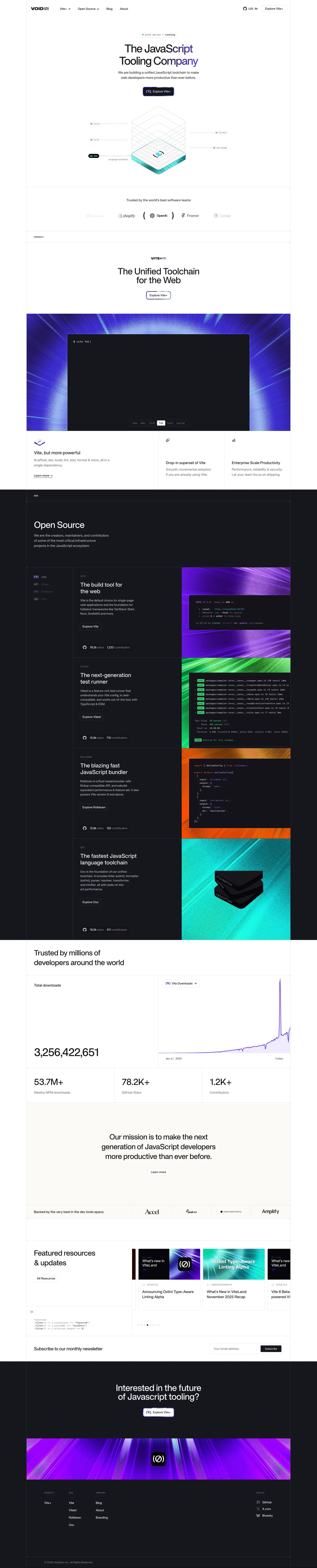 VoidZero | The Javascript Tooling company - Landing design