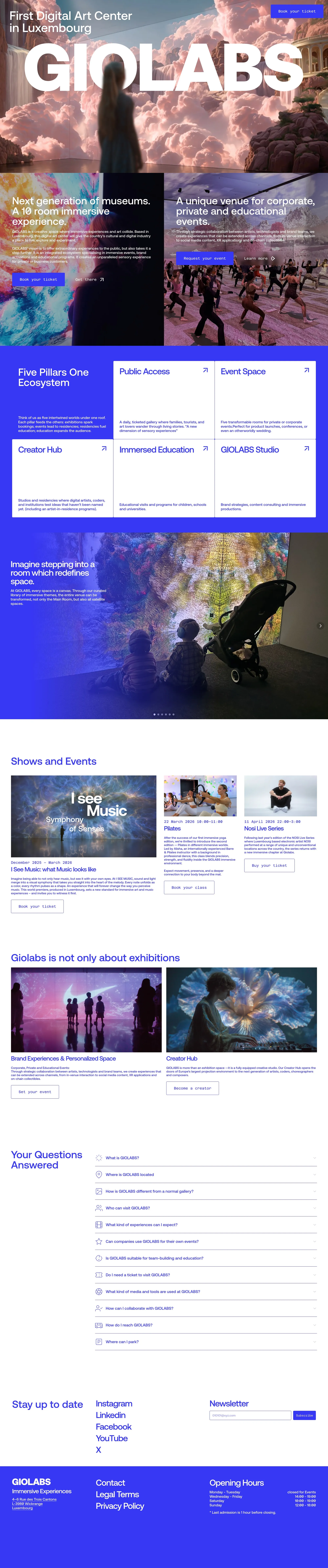 GIOLABS / Immersive Experiences - Landing design