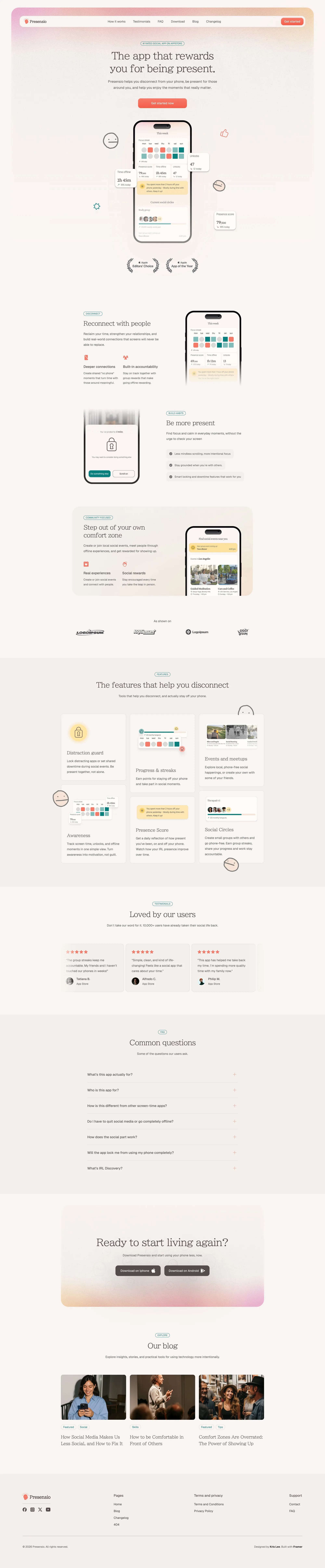 Presensio - Landing Page Template - website design