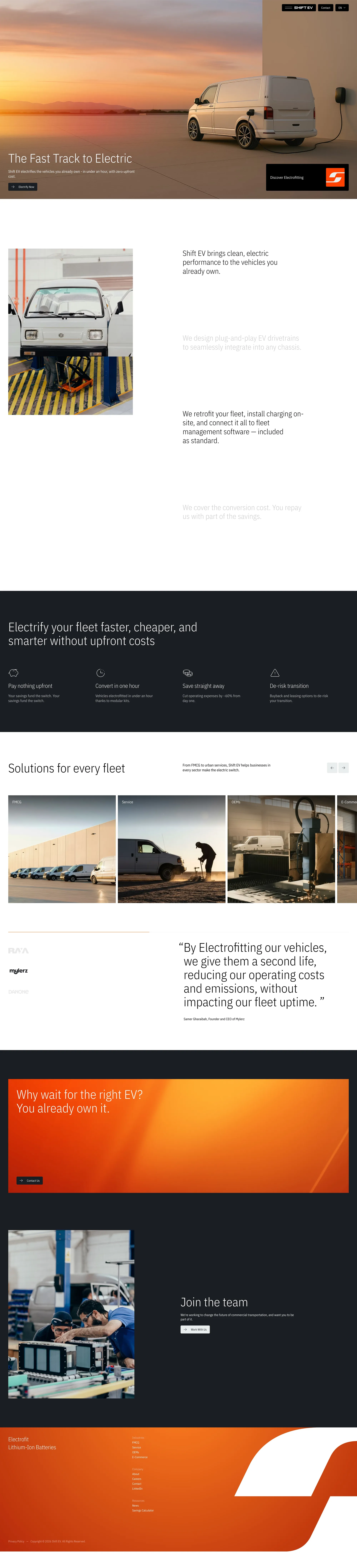 The Fast Track to Electric | ShiftEV - Landing design