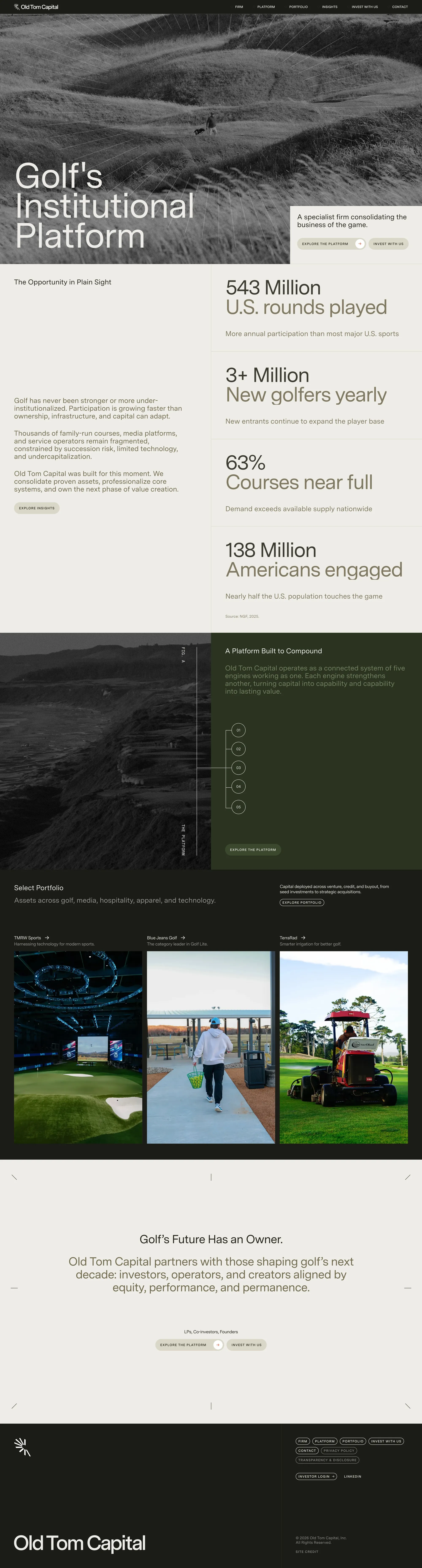 Old Tom Capital | Golf's Institutional Platform - Landing design