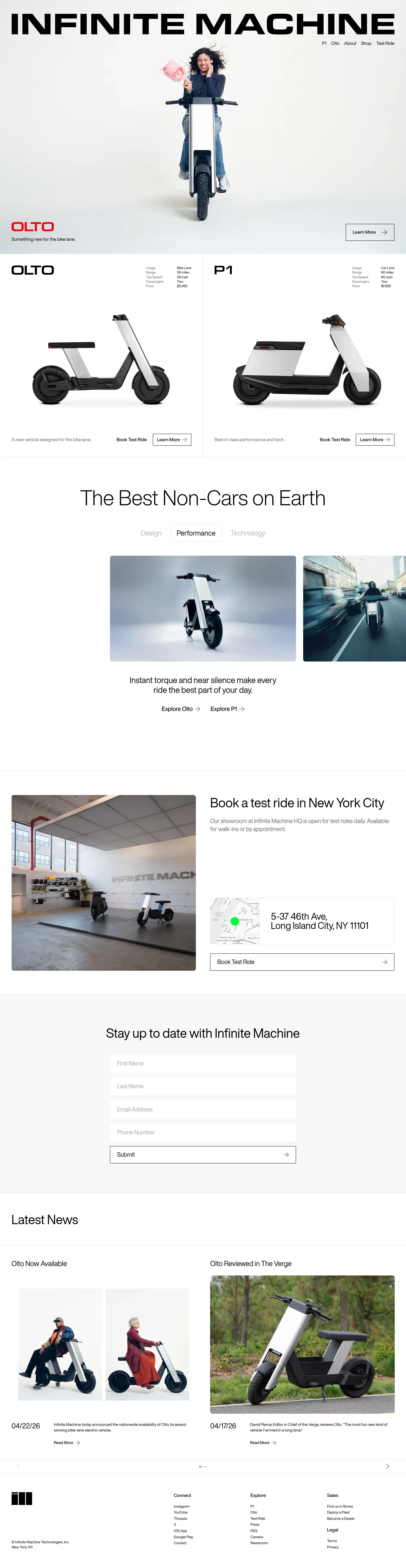 Infinite Machine — Olto & P1 - Landing design