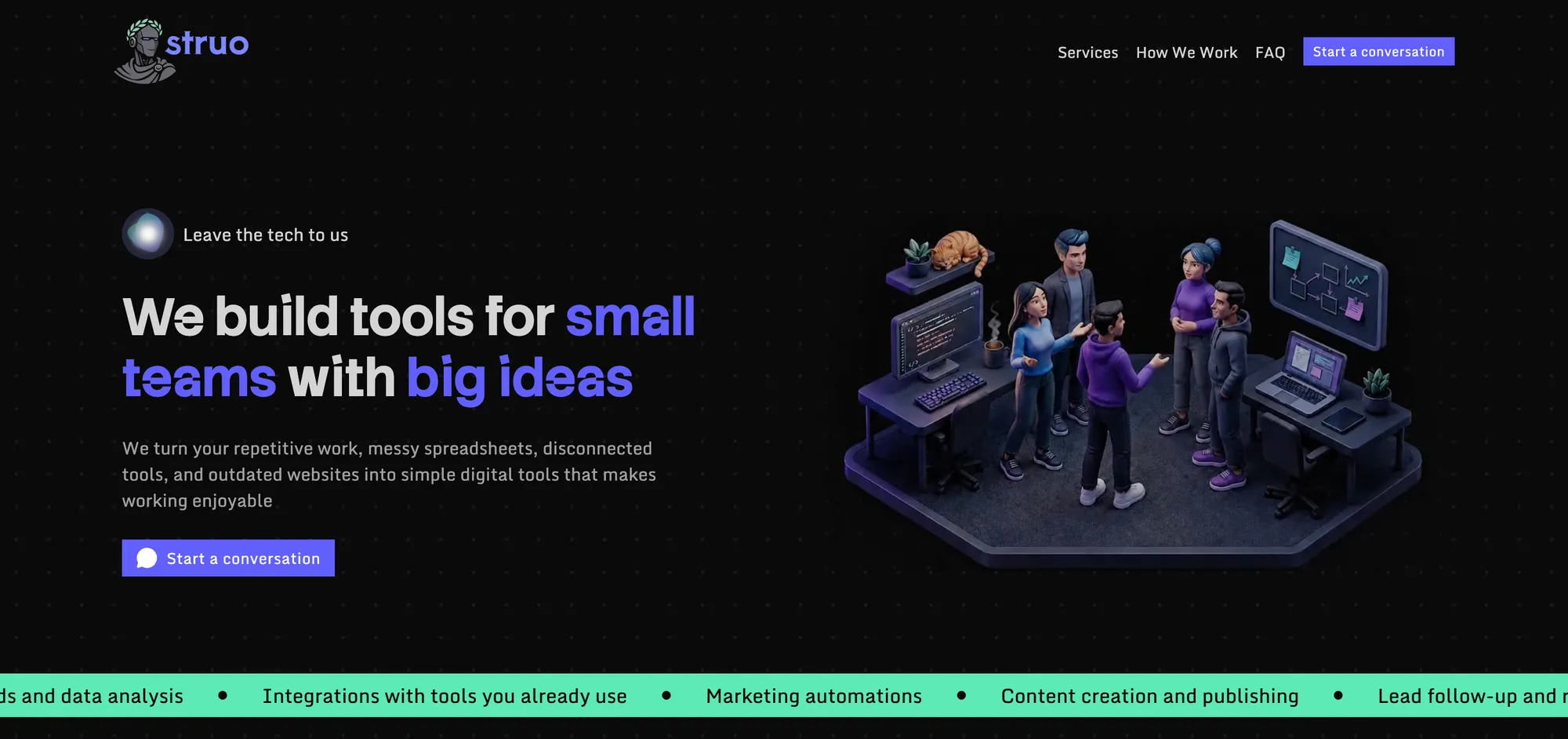 Struo — Custom Tools, Websites, and AI Automation for Small Businesses - Landing design