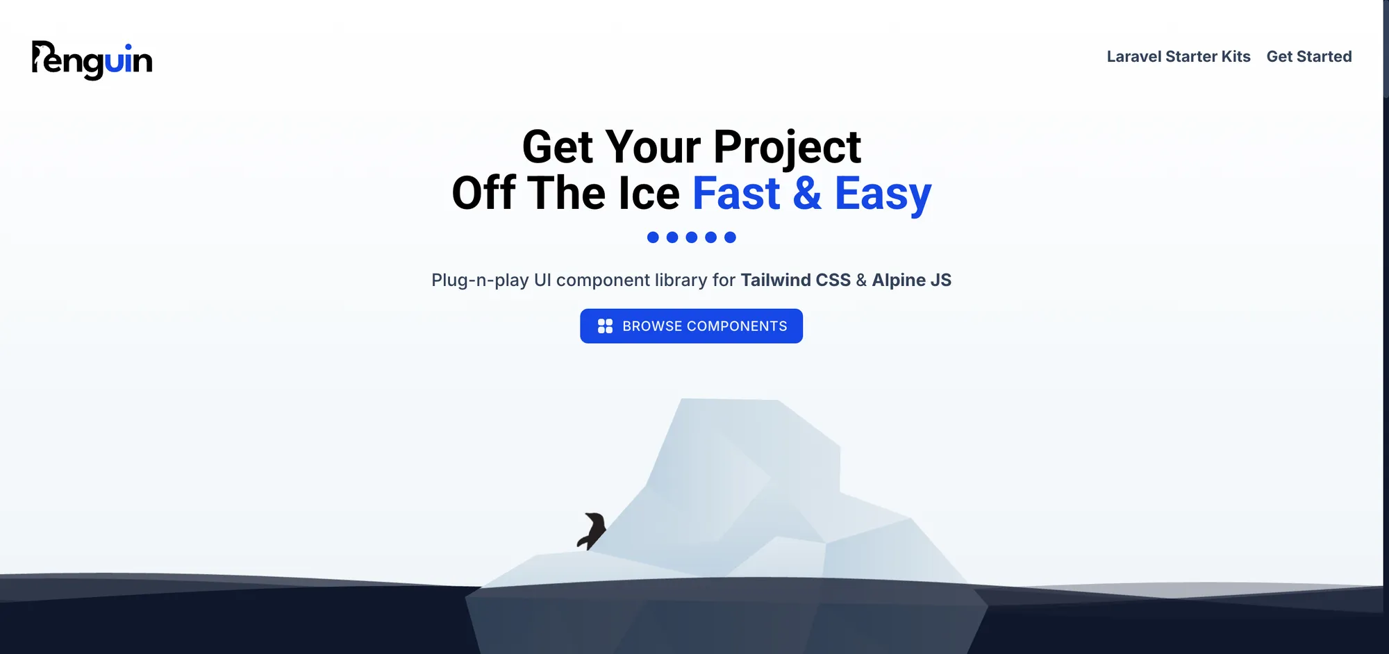 Penguin UI - Tailwind CSS & Alpine JS UI Component Library - Landing design