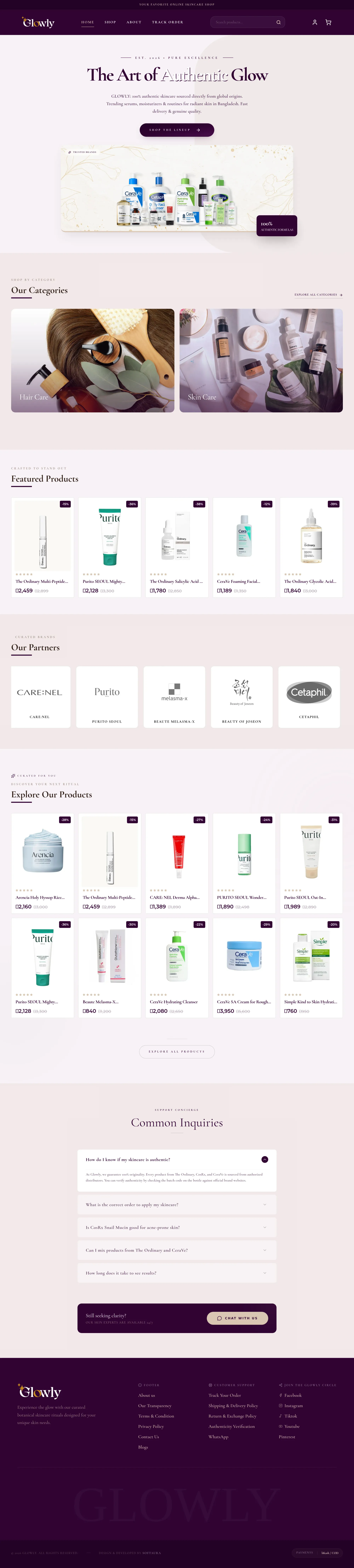 Glowly | Original Skincare in Bangladesh - website design