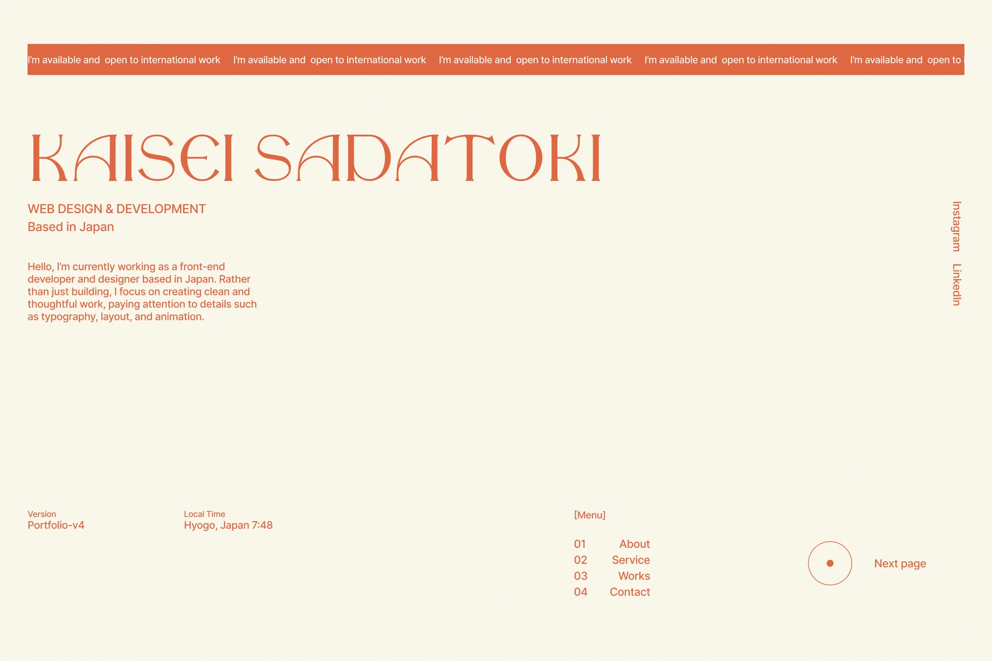 KAISEI SADATOKI | Portfolio-V4 - Portfolio design