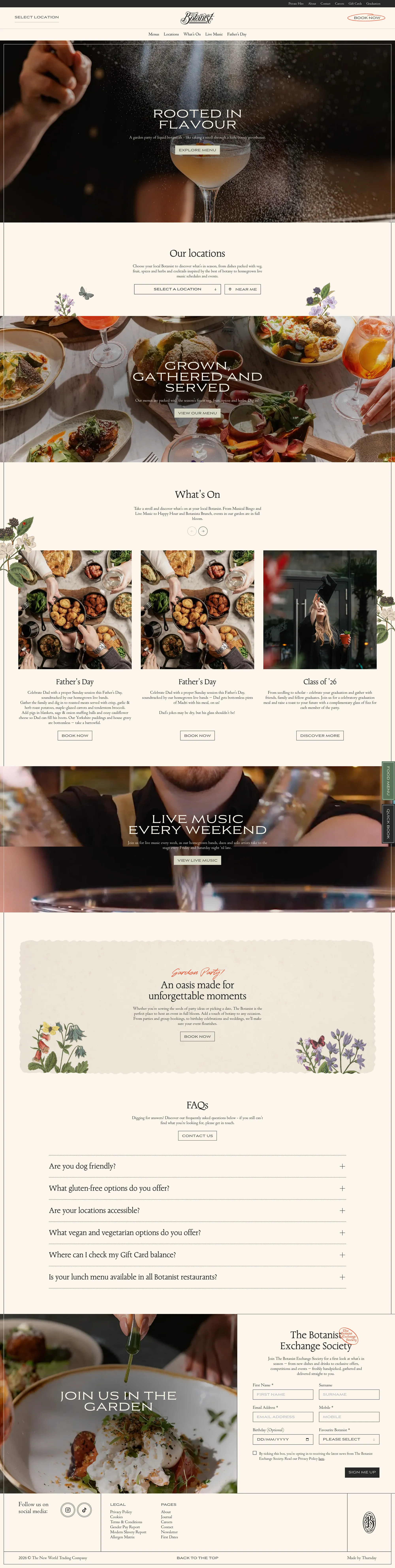 Botanist | Home | The Botanist Bar and Restaurant - Landing design