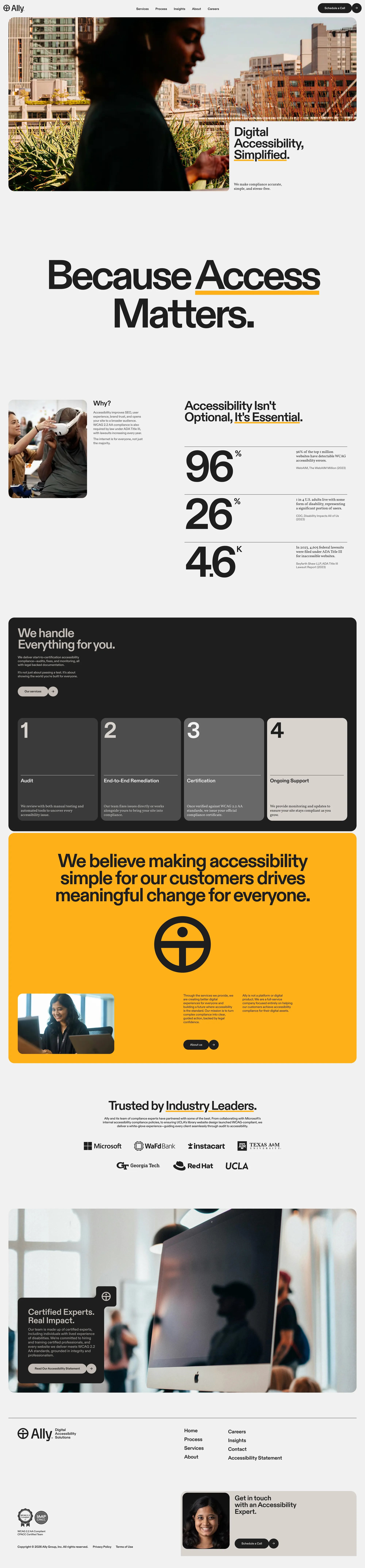 Ally | WCAG Accessibility & ADA Compliance Services - Landing design