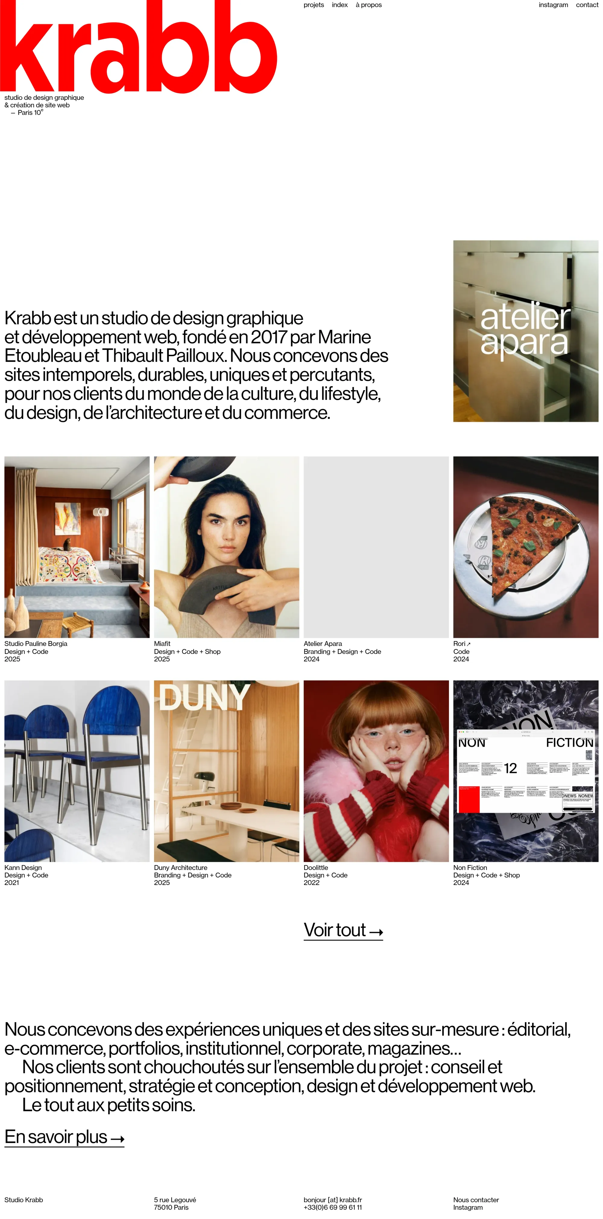 Krabb — Studio de design graphique et web - Portfolio design