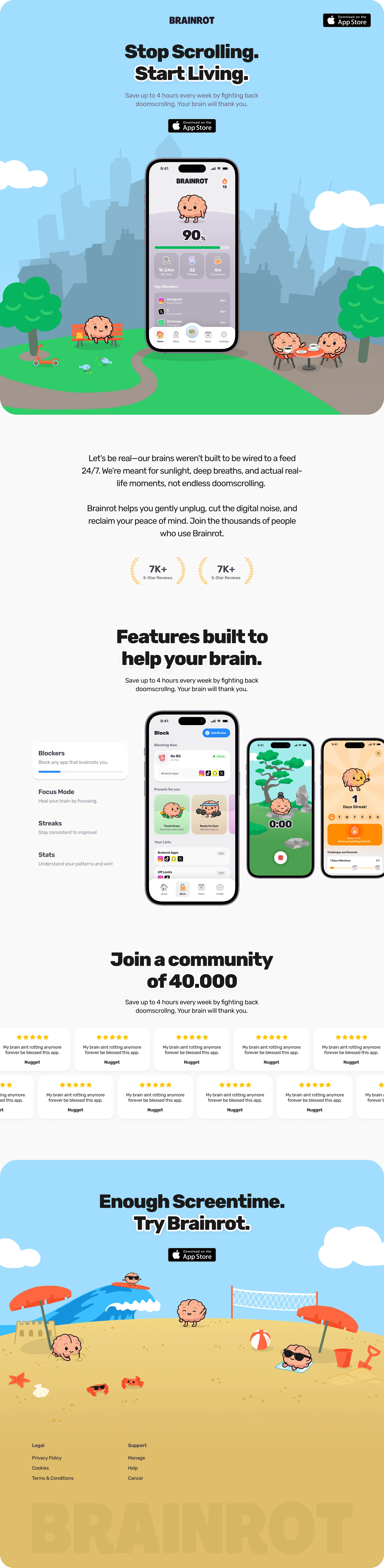 Brainrot - Stop scrolling. Start living. - Product page design