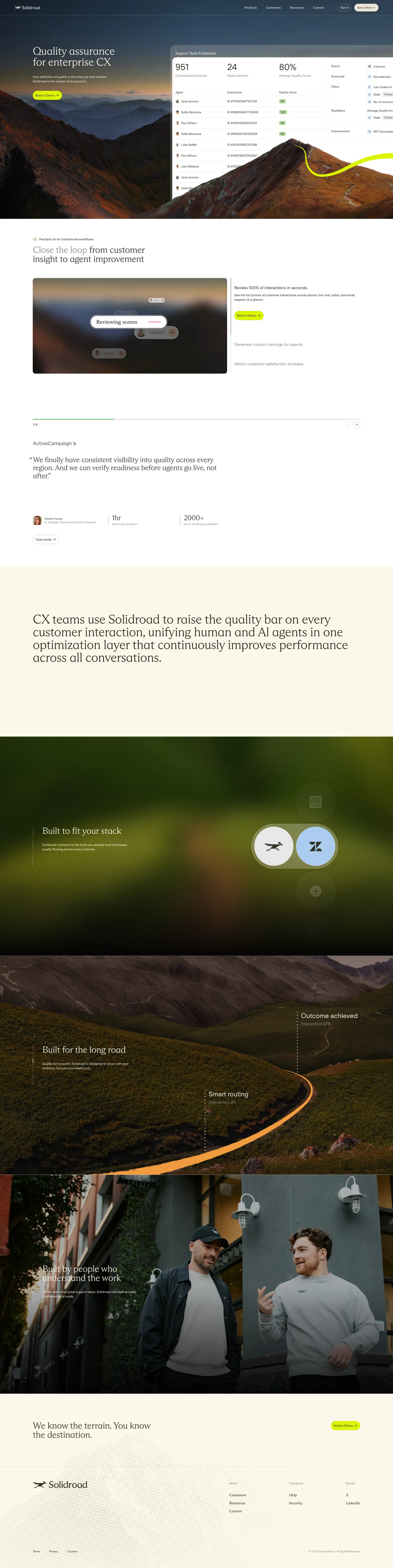 Solidroad - Precision AI QA & Coaching for CX Teams - Landing design