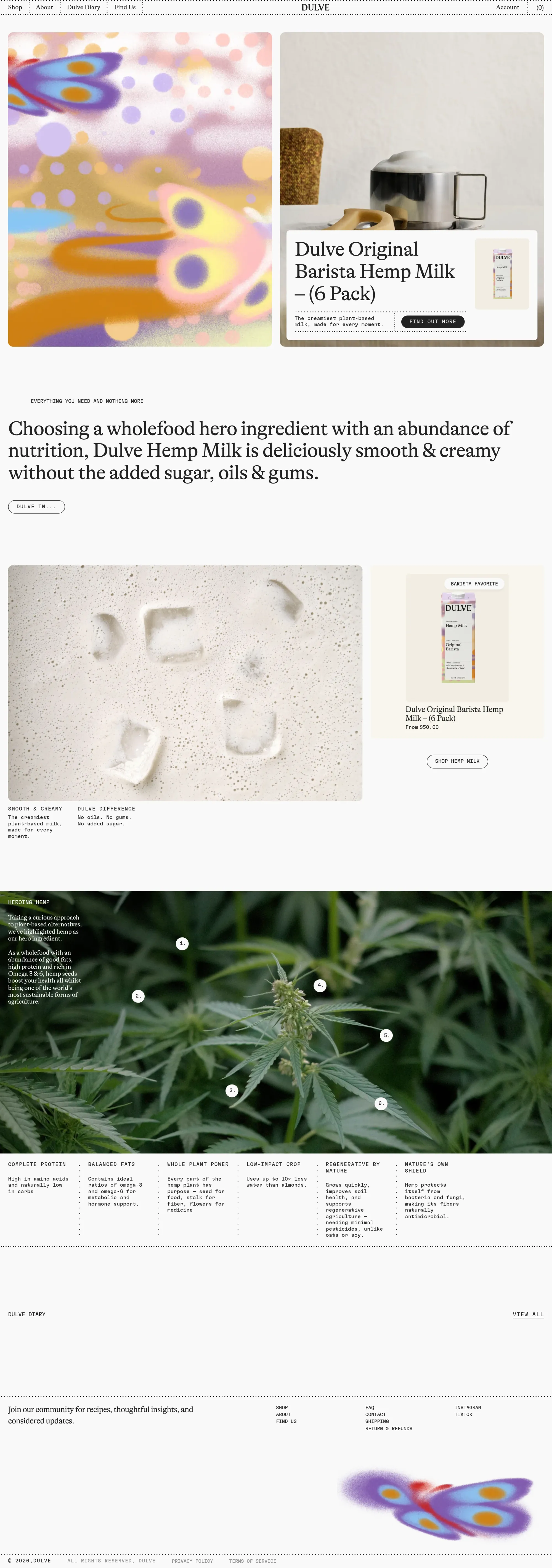 Dulve Hemp Milk | Barista-Grade, Dairy-Free & Oil-Free - Ecommerce design