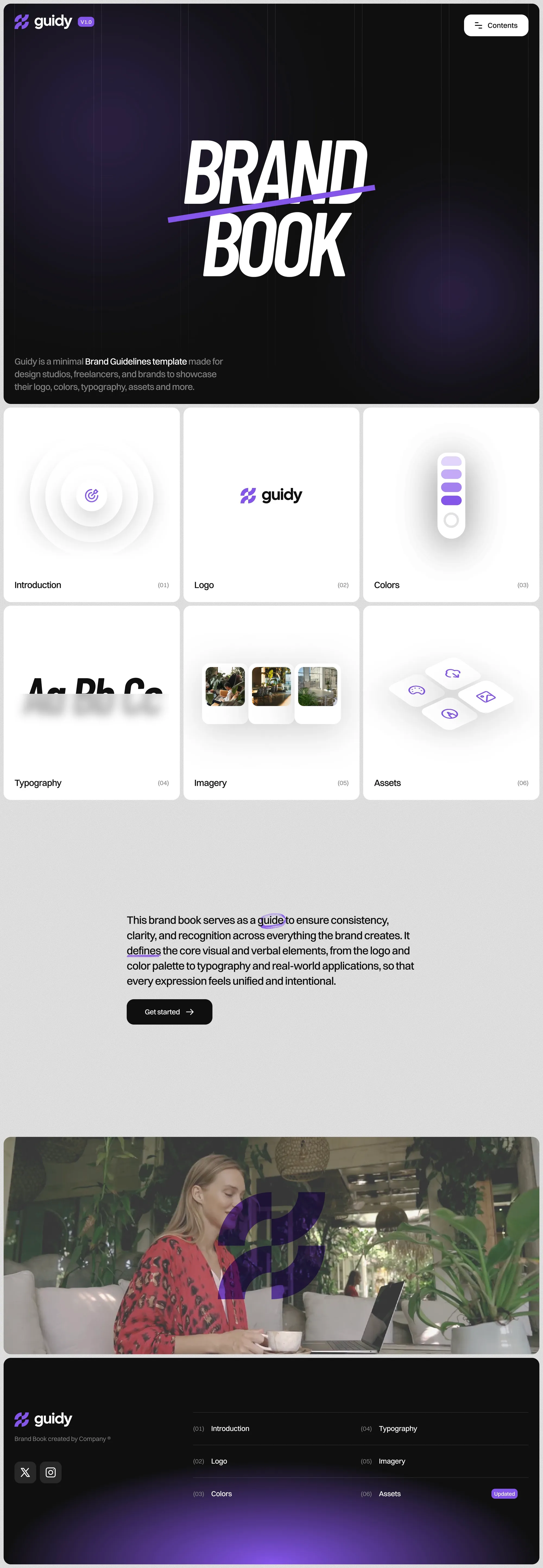 Guidy - A Modern Brand Book Template for Framer - website design