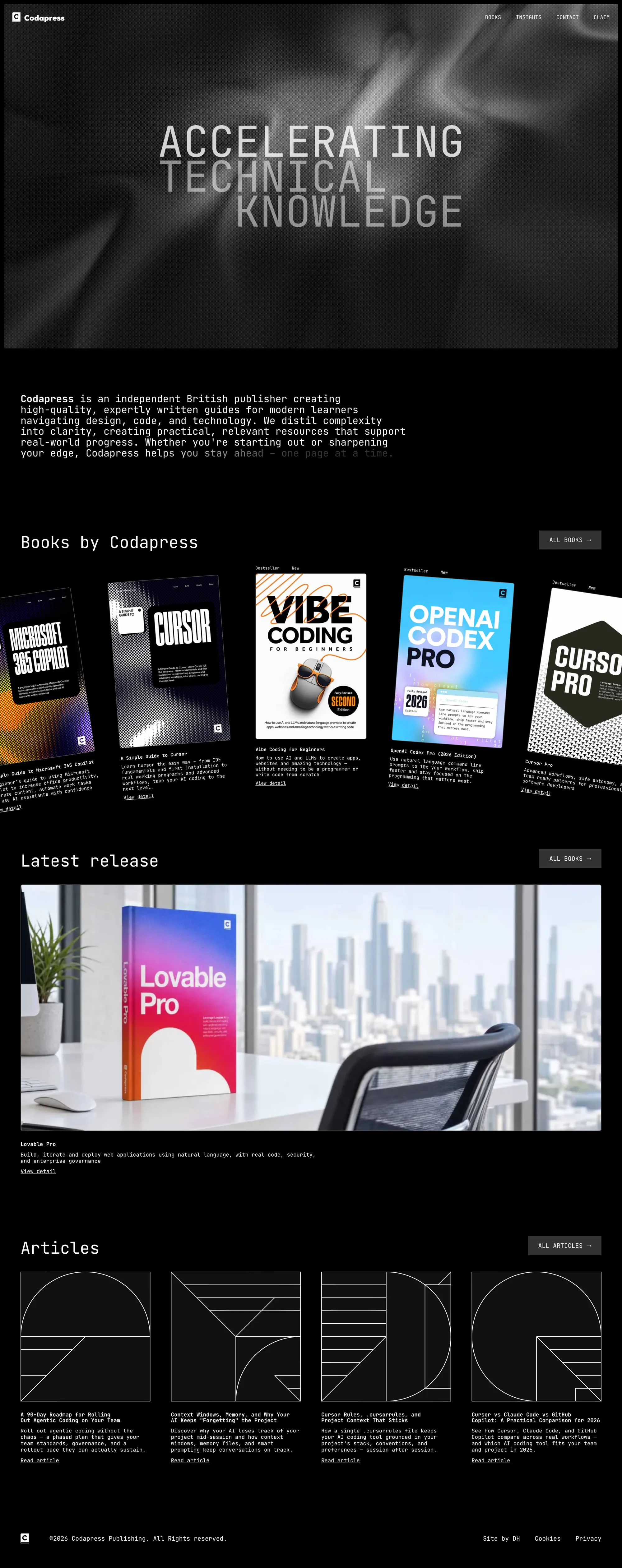 Codapress Publishing — Accelerating Technical Knowledge - Landing design