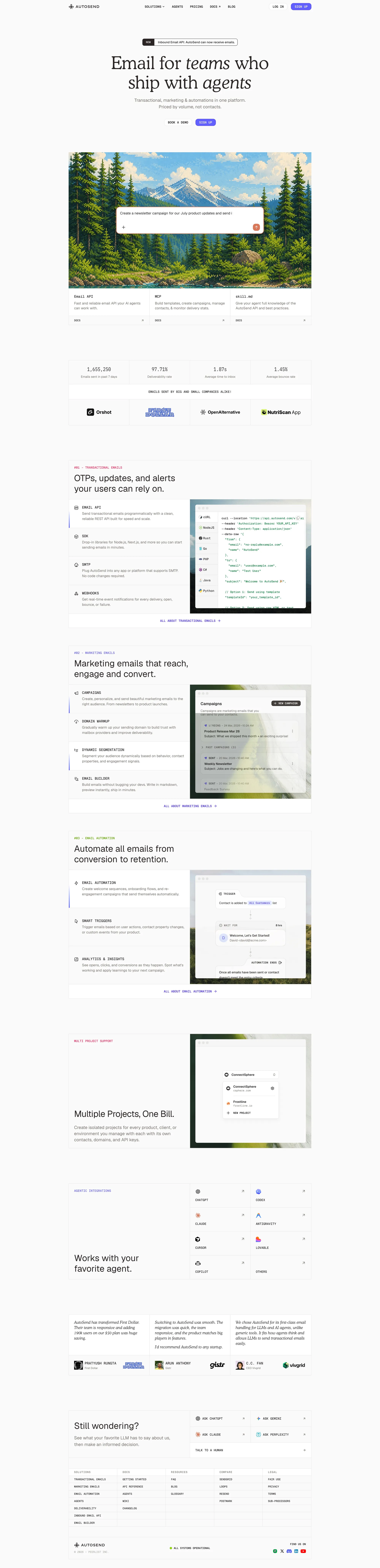AutoSend: Email for Developers and Marketers - Landing design