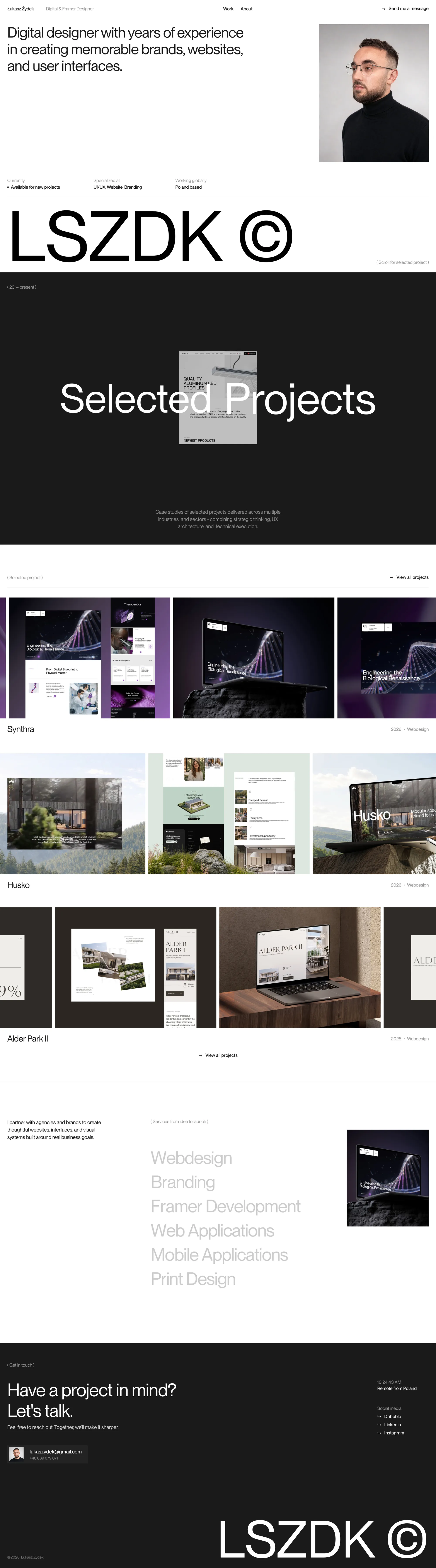 Łukasz Żydek | Digital Designer & Framer Developer - Portfolio design