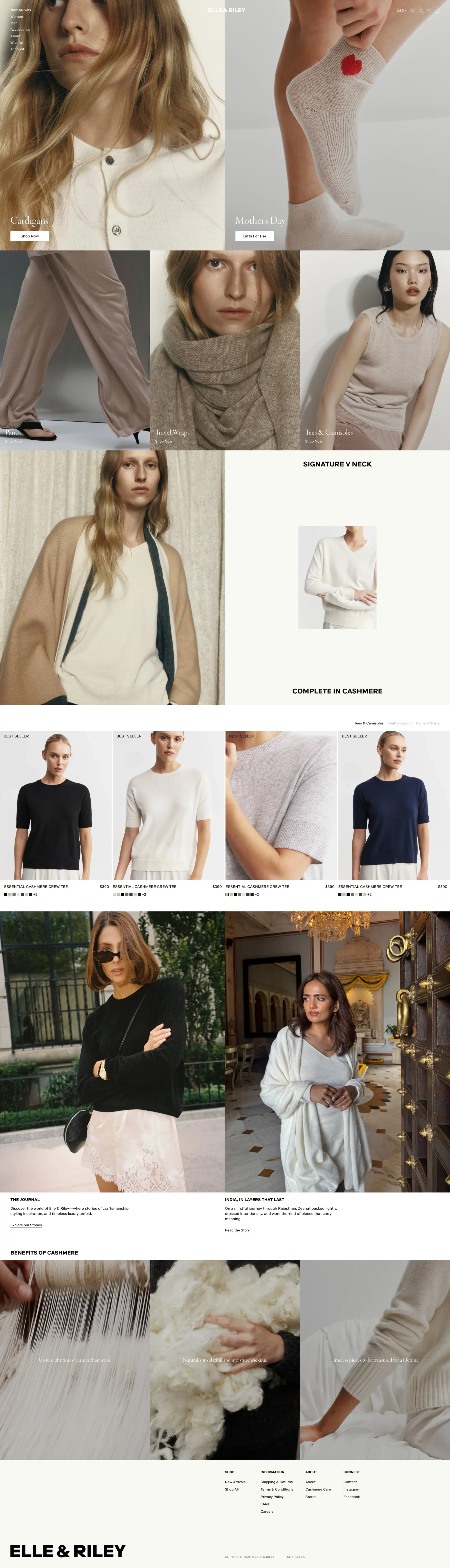 Elle & Riley Official Store l Discover Pure Cashmere Essentials – Elle & Riley Cashmere - Ecommerce design