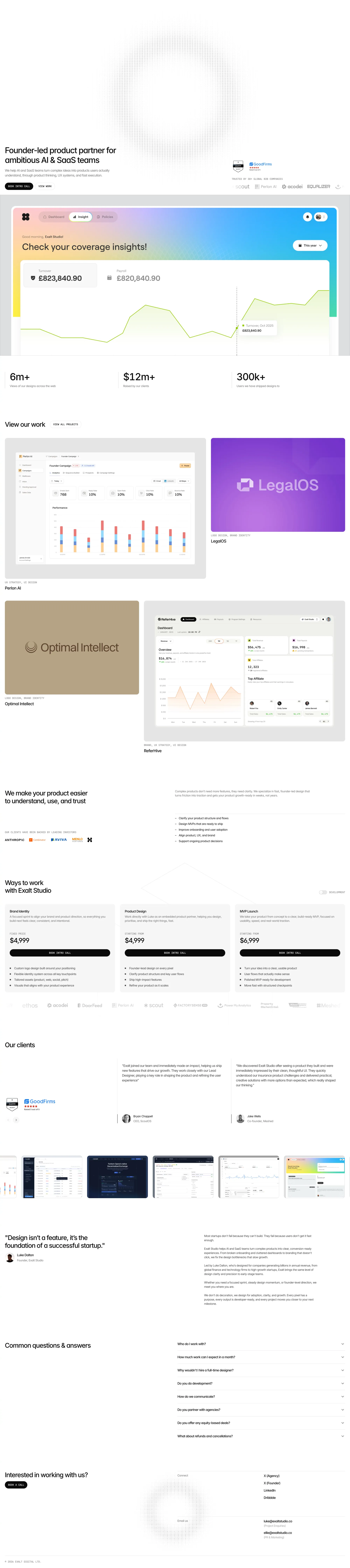 Exalt Studio - Portfolio design