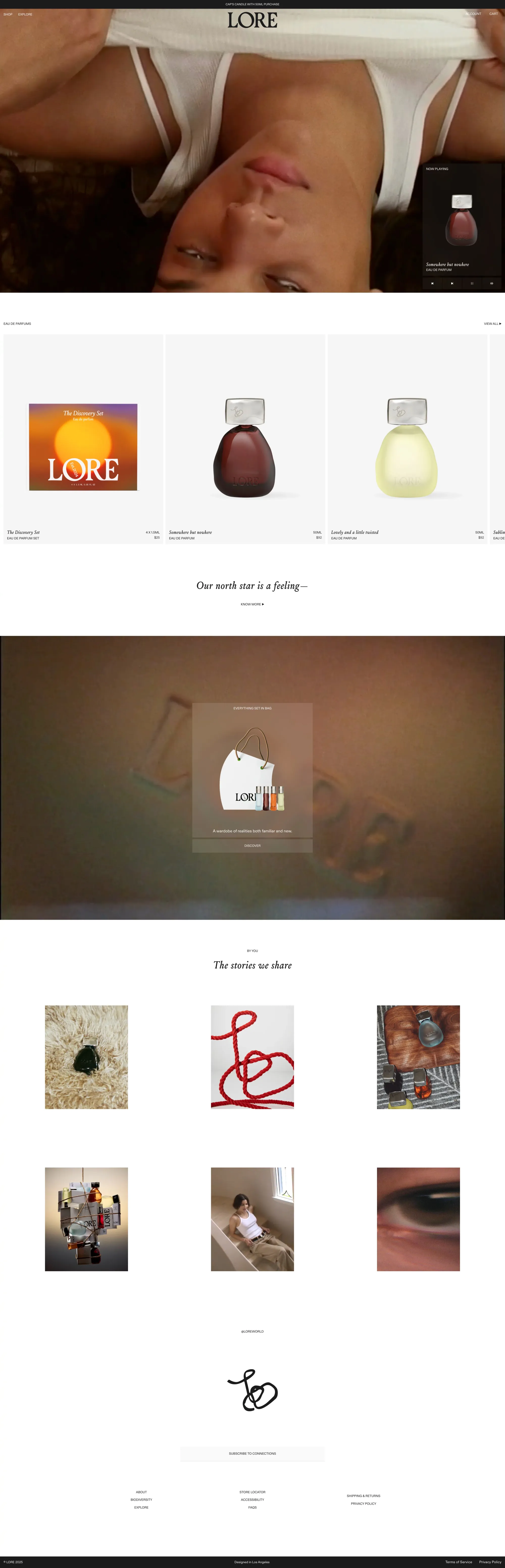 LORE - Scents that take you somewhere. - Ecommerce design
