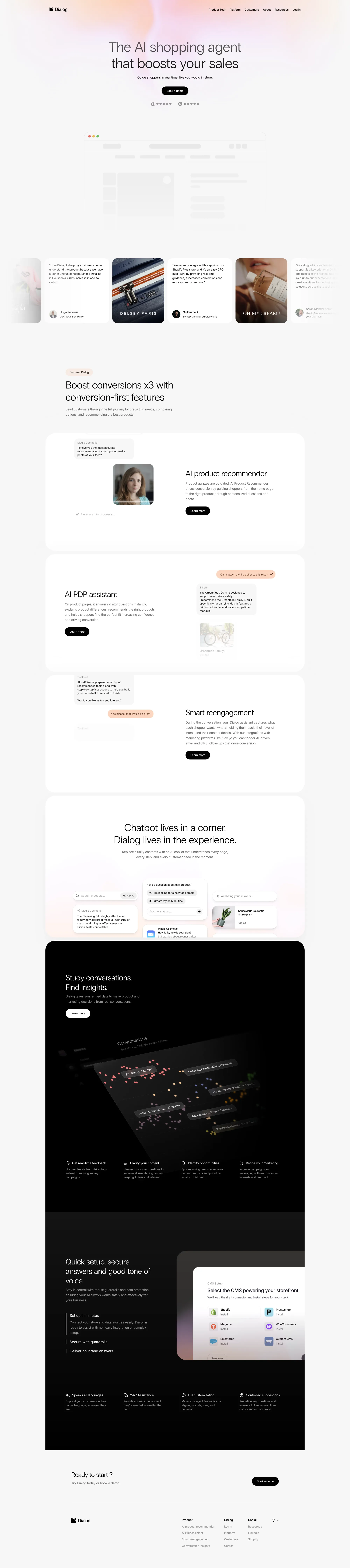 Dialog | The AI shopping agent that boosts your sales - Landing design