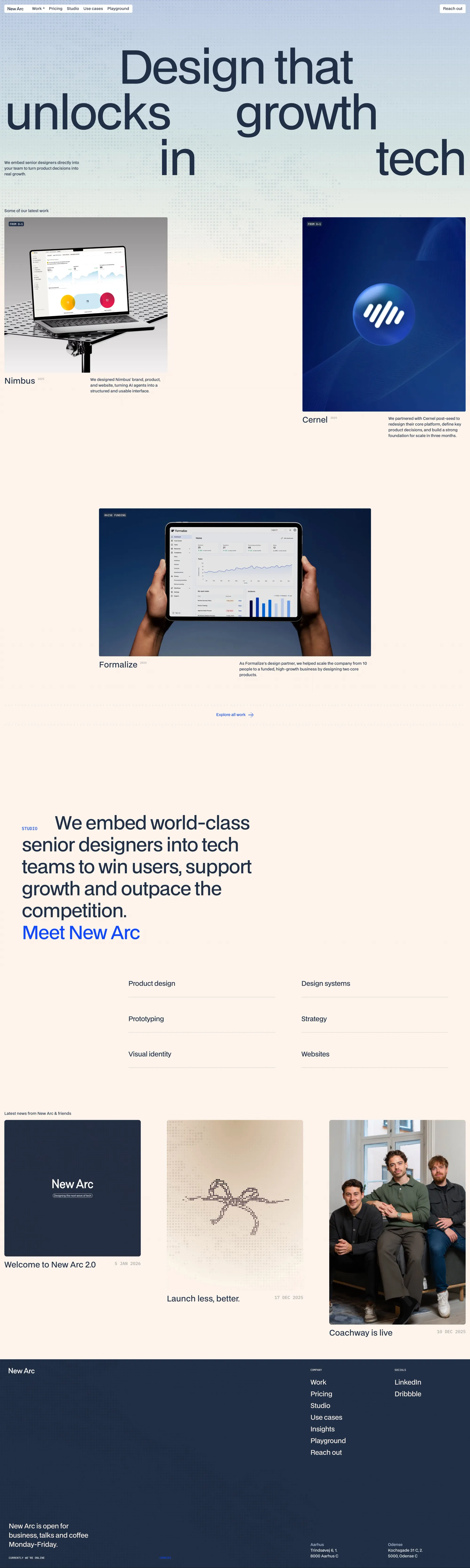 New Arc - Design that unlocks growth in tech - Portfolio design