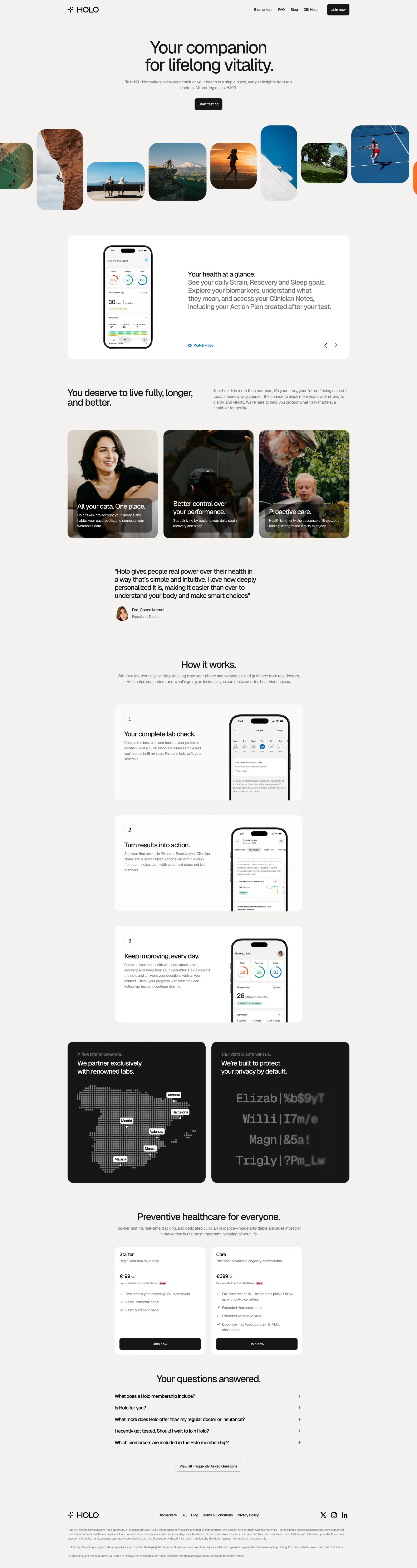 Holo - Your companion for lifelong vitality. - Landing design