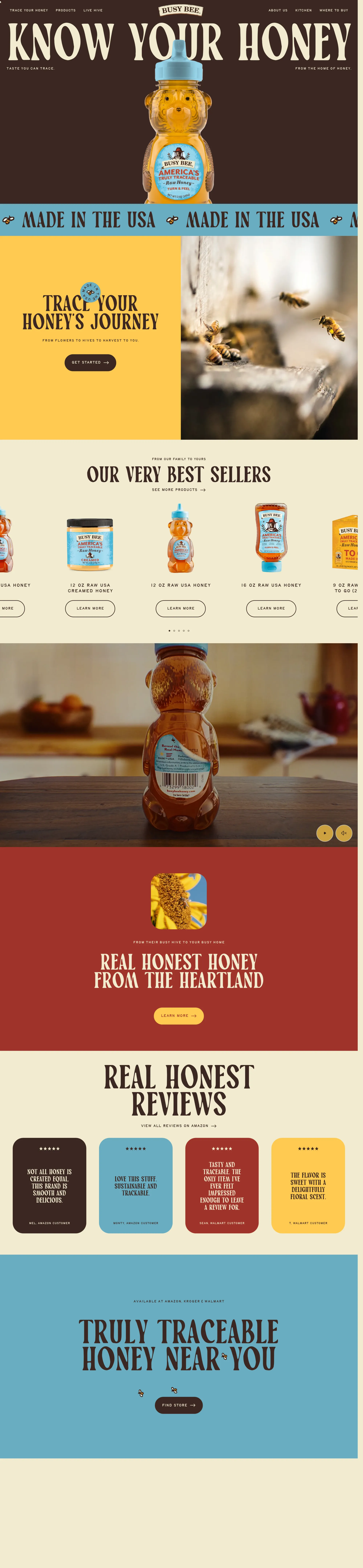 Busy Bee Honey | America's Truly Traceable Raw Honey - Landing design