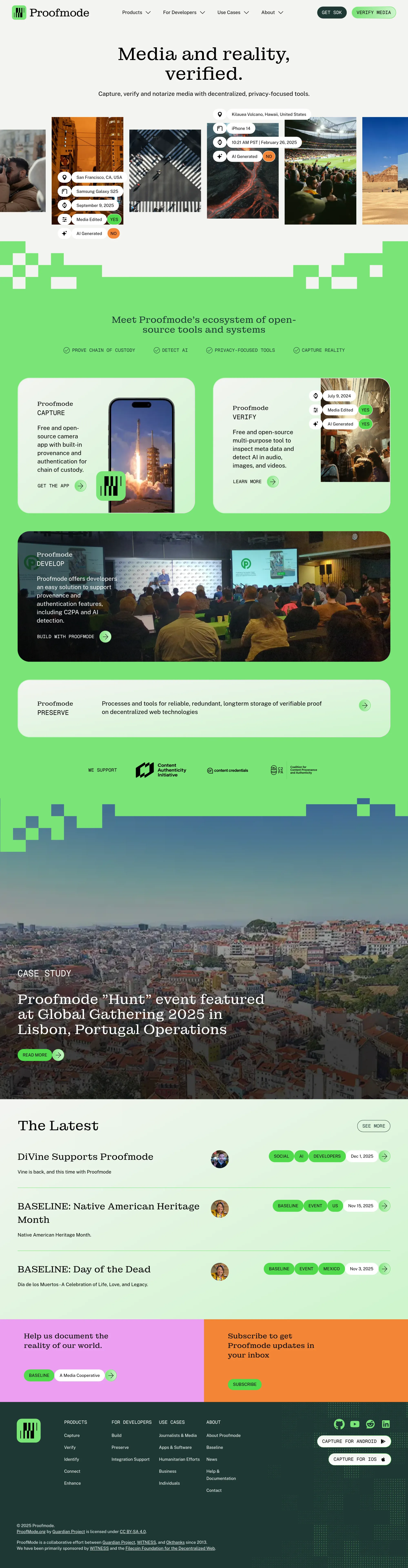 Proofmode - Landing design