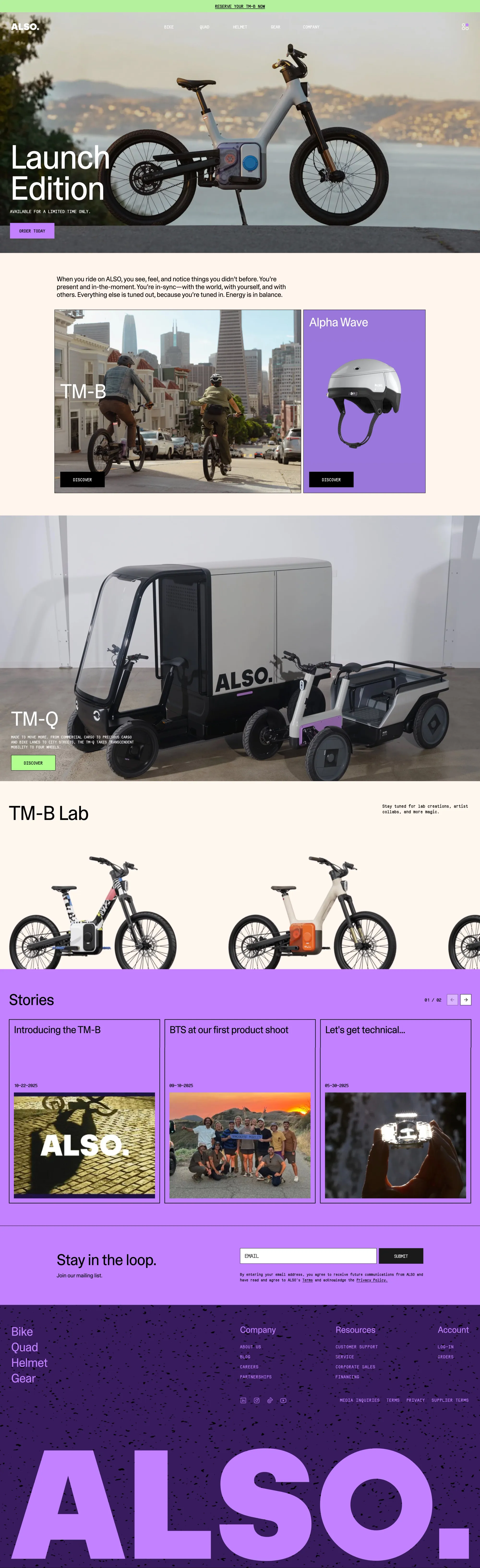 ALSO - Introducing Transcendent Mobility - Landing design