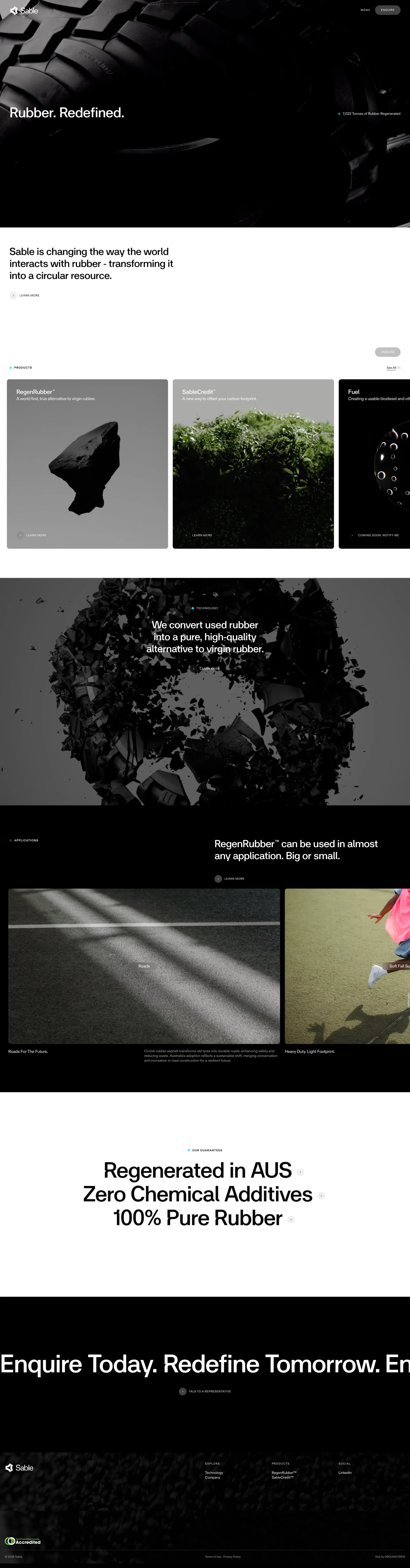 Rubber. Redefined. | Sable - Landing design
