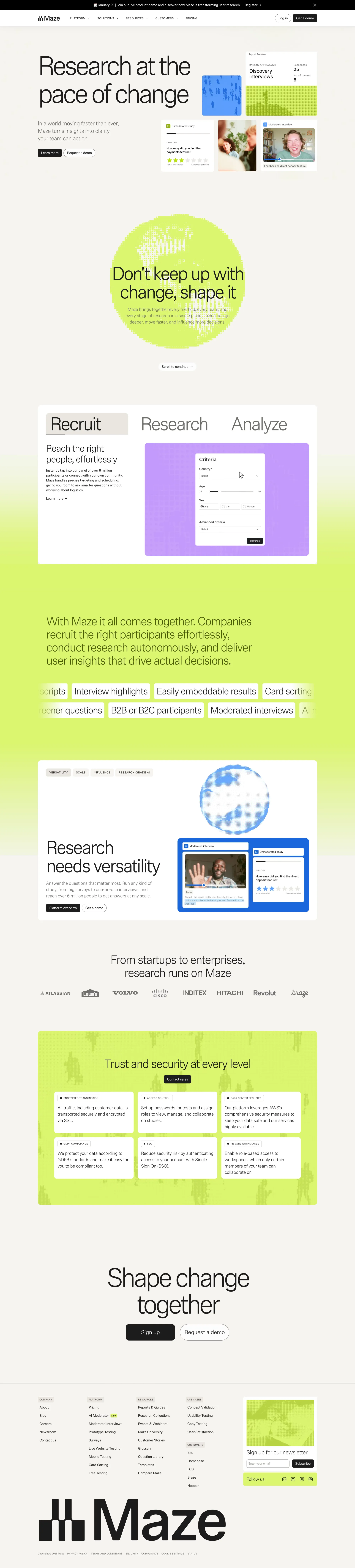Maze | User Research and Testing Platform - Landing design