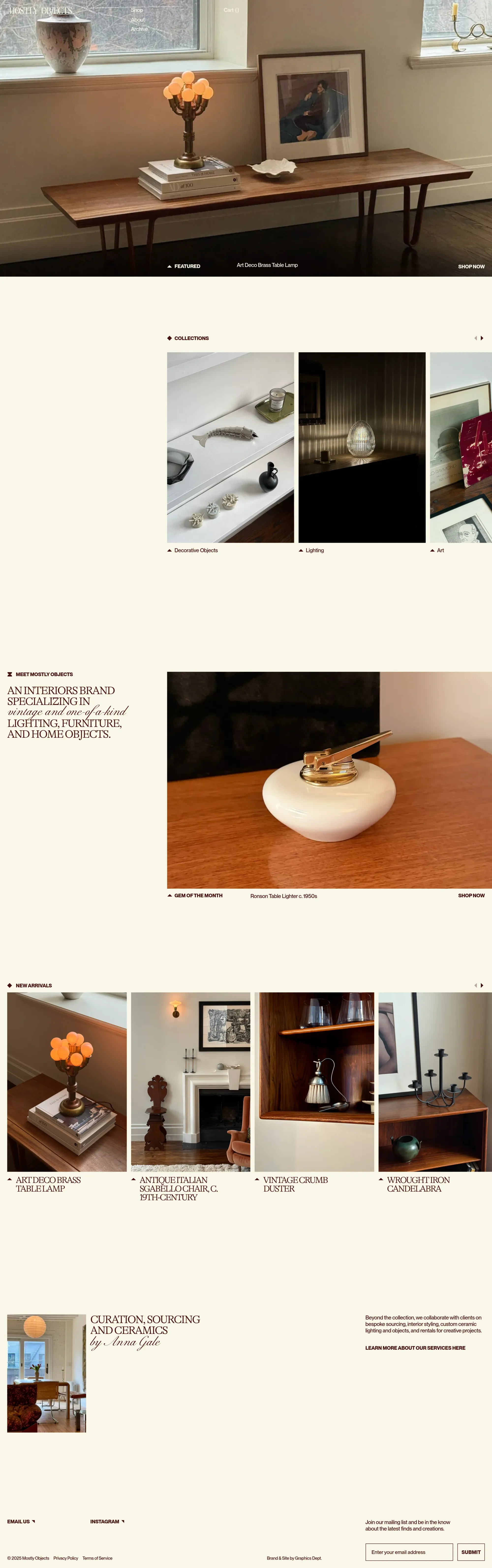 Vintage Furniture & Home Goods – Mostly Objects - Ecommerce design