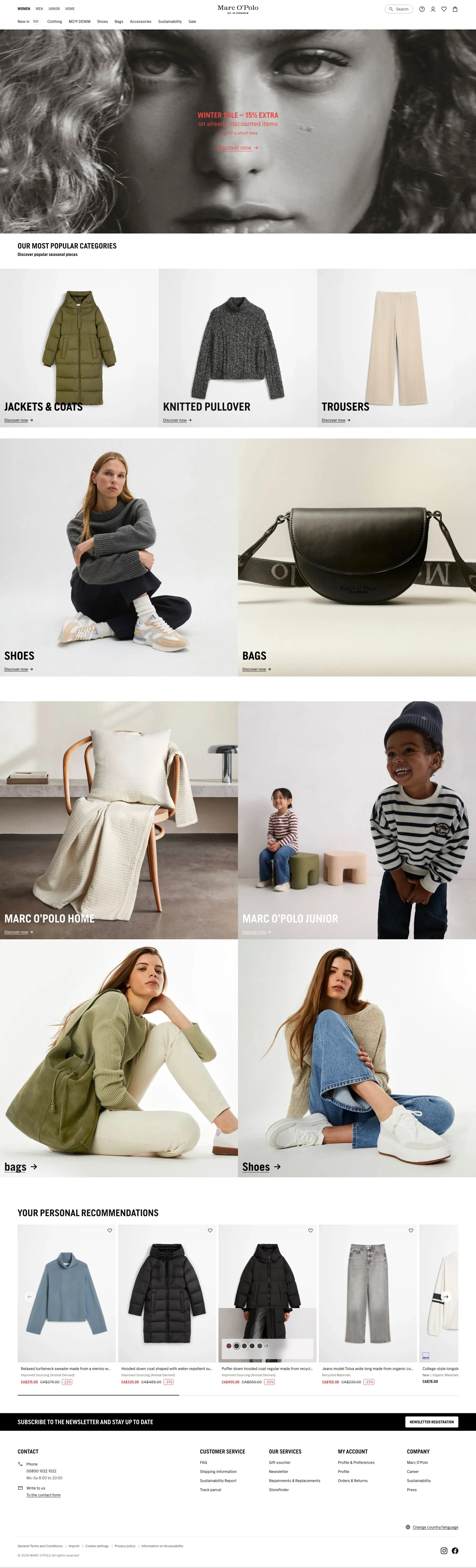 Marc O'Polo Online Shop - Ecommerce design