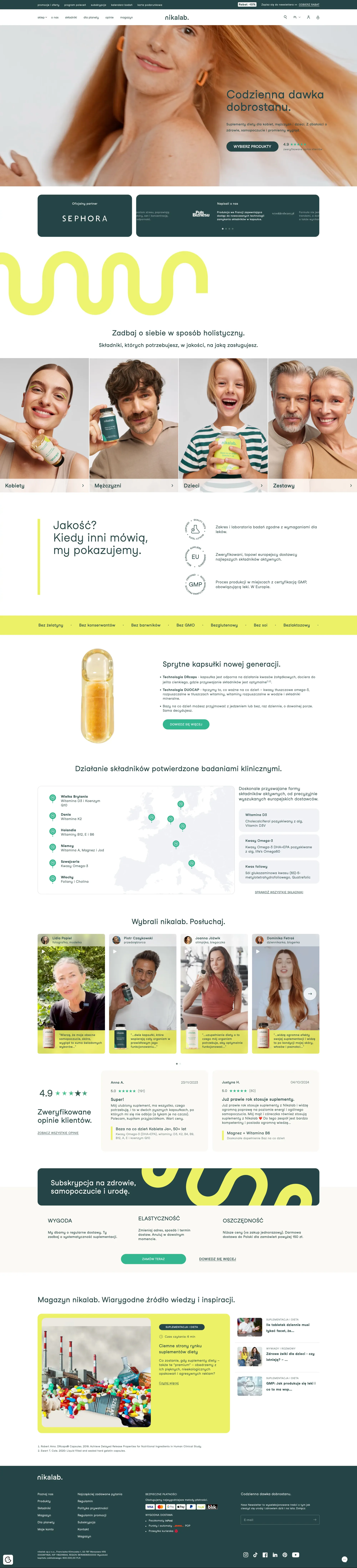 Z dbałości o zdrowie, wygląd i samopoczucie | nikalab - Ecommerce design