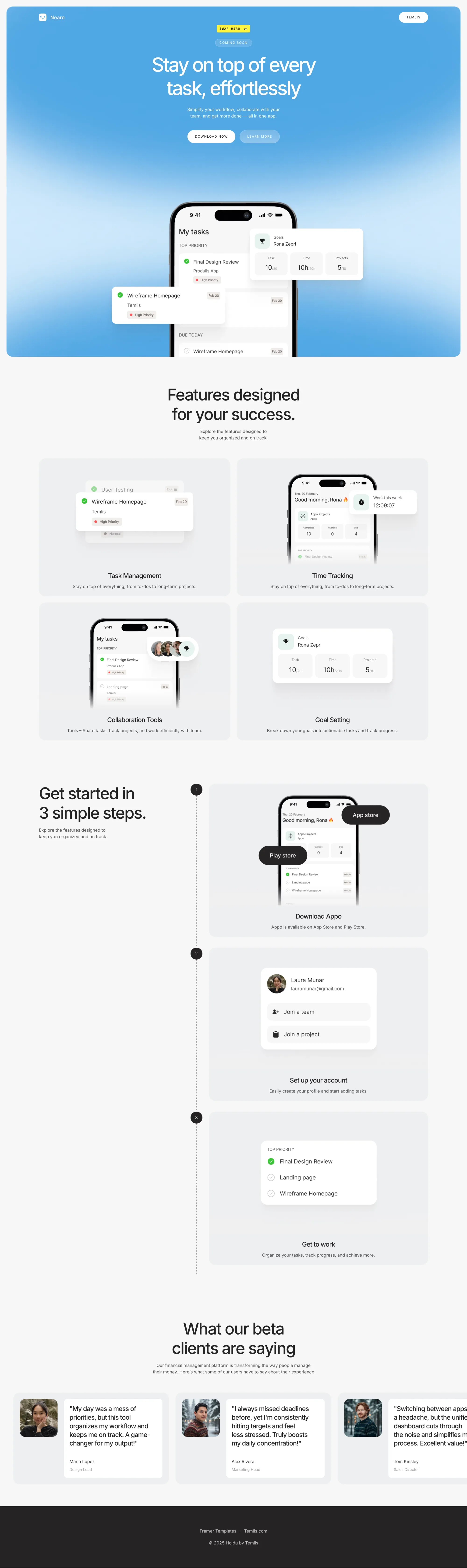 Nearo - Waitlist Template - Template design