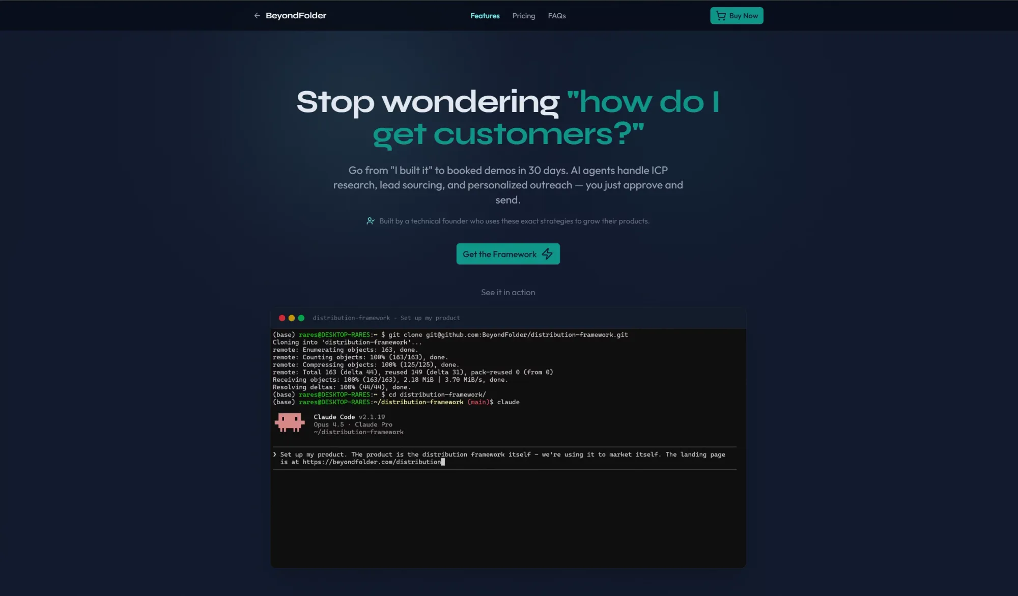 Stop Guessing How to Get Customers | Claude Code Distribution Framework - Product page design