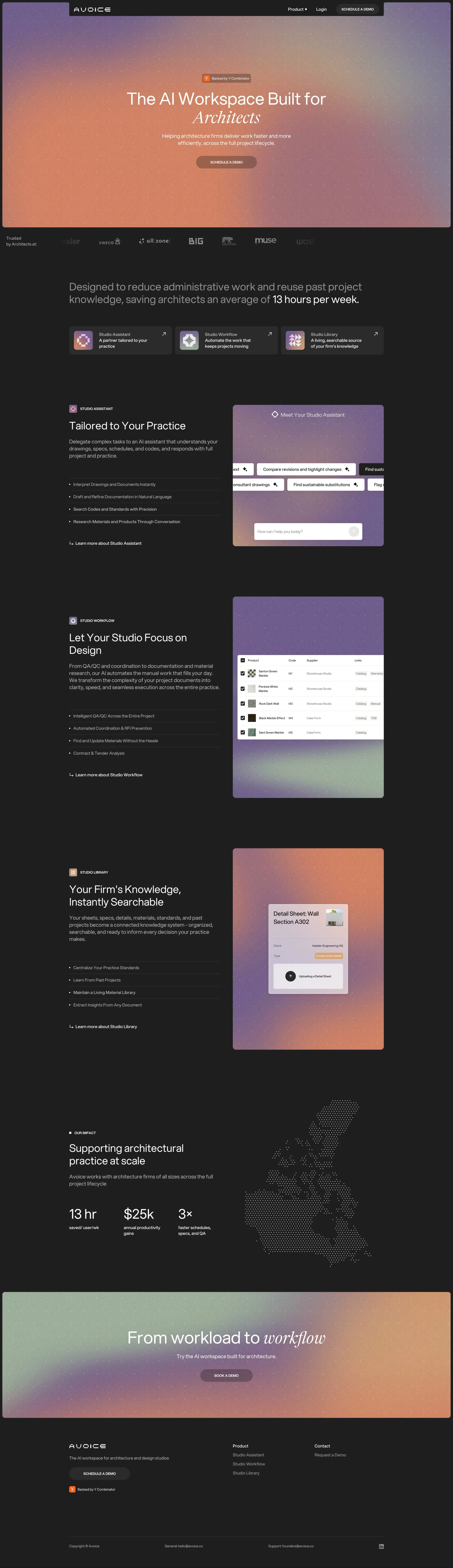 Avoice | AI Workspace For Architects | Request a Demo Today - Landing design