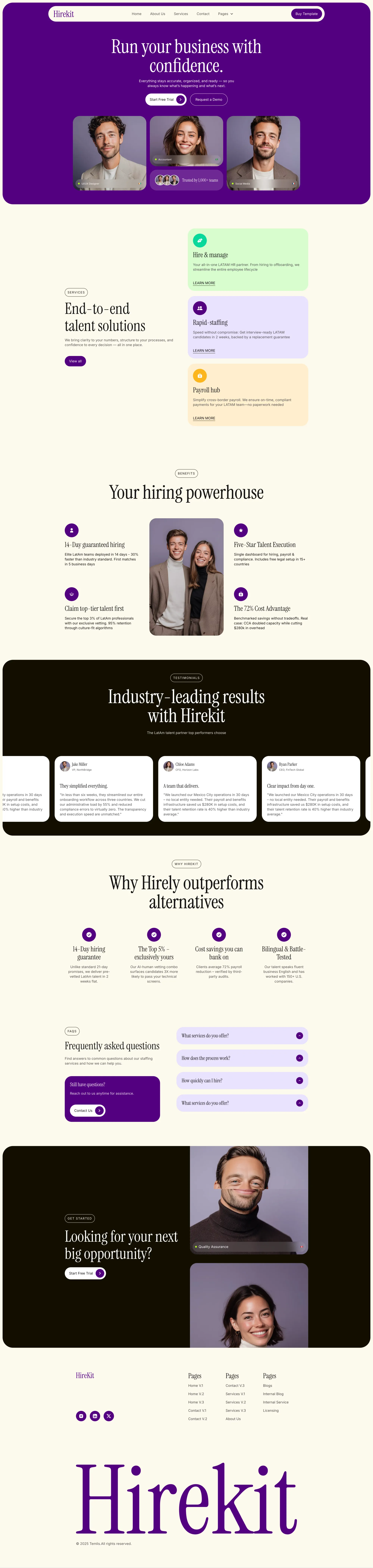 Hirekit - Webflow HTML website template - Template design