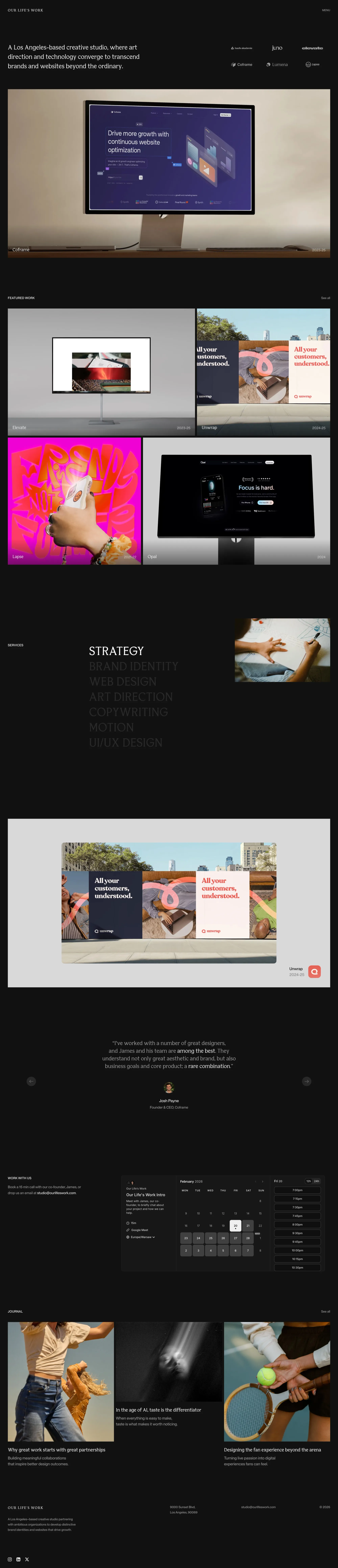 Our Life's Work ® – Global design studio for brands & websites - Portfolio design