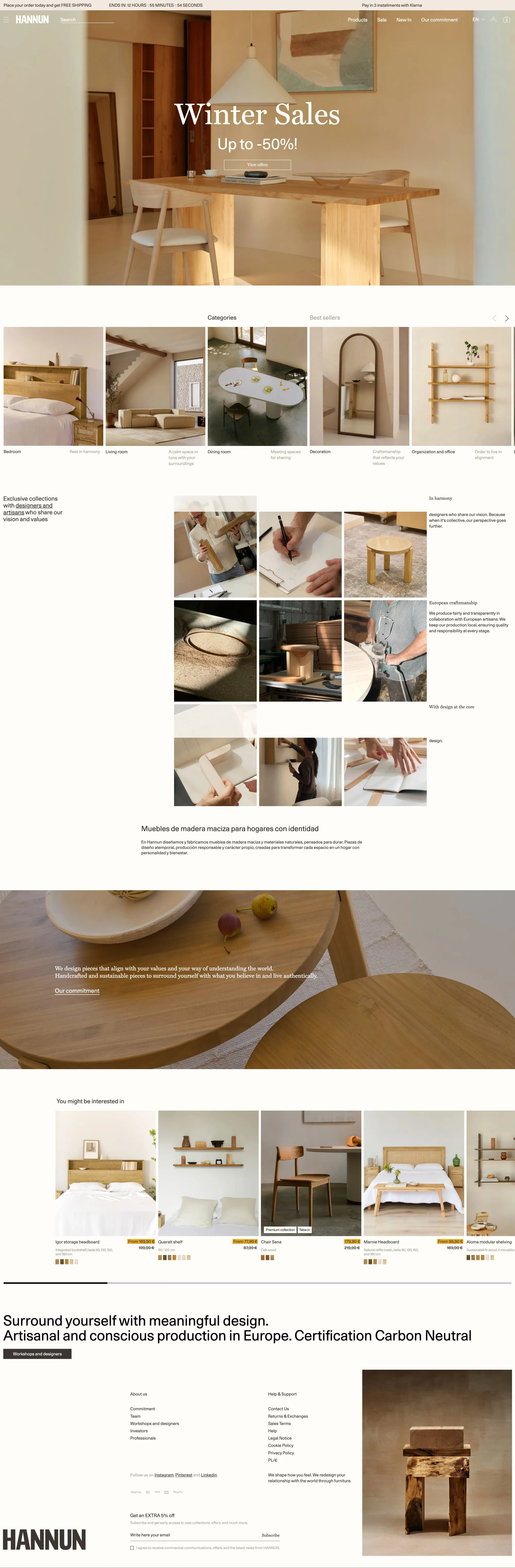 Hannun | Muebles de madera que cuidan del planeta – HANNUN - Ecommerce design