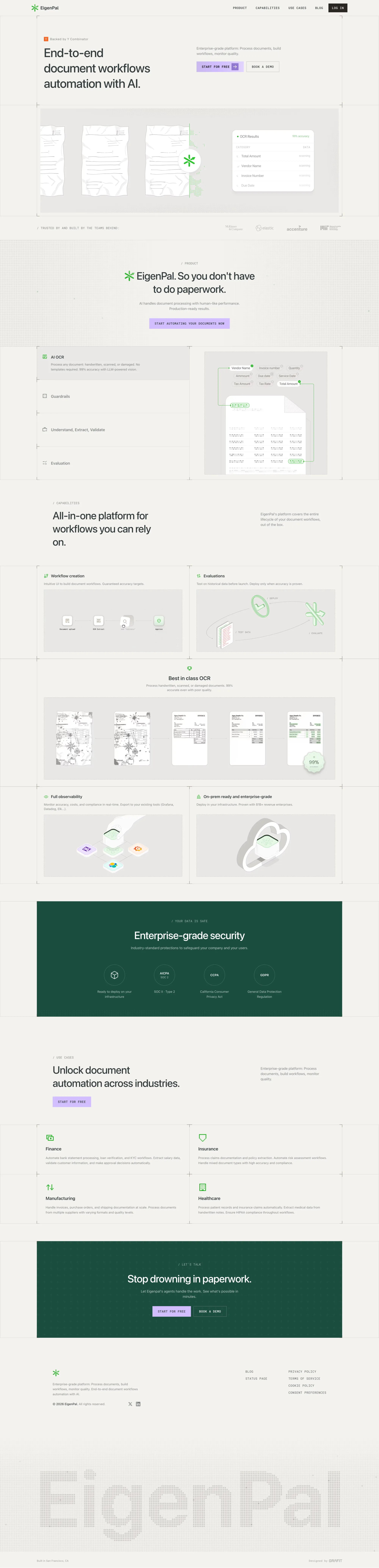 EigenPal - AI Document Automation Platform - Landing design
