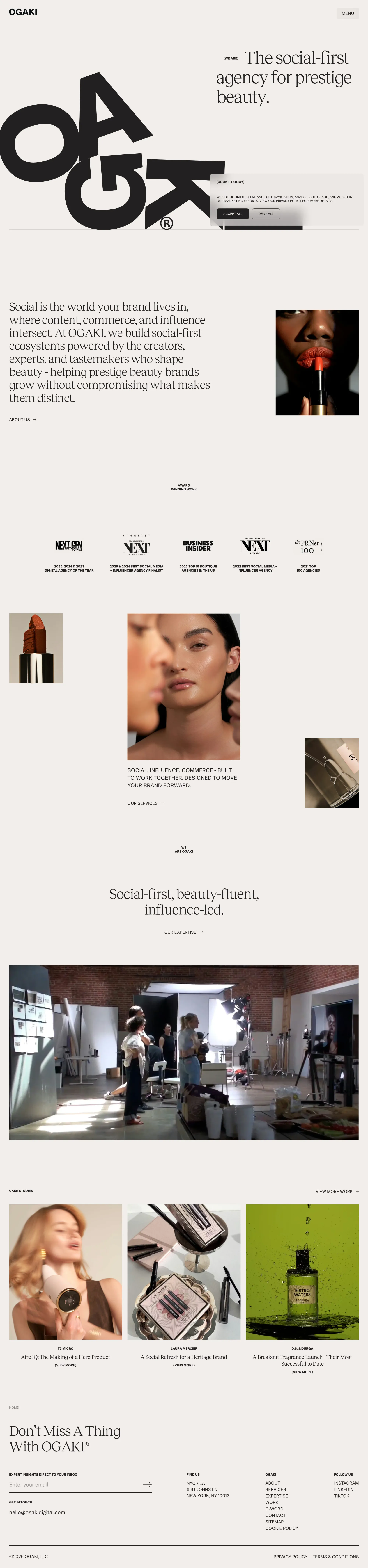 OGAKI | The Social-First Beauty Agency - Portfolio design