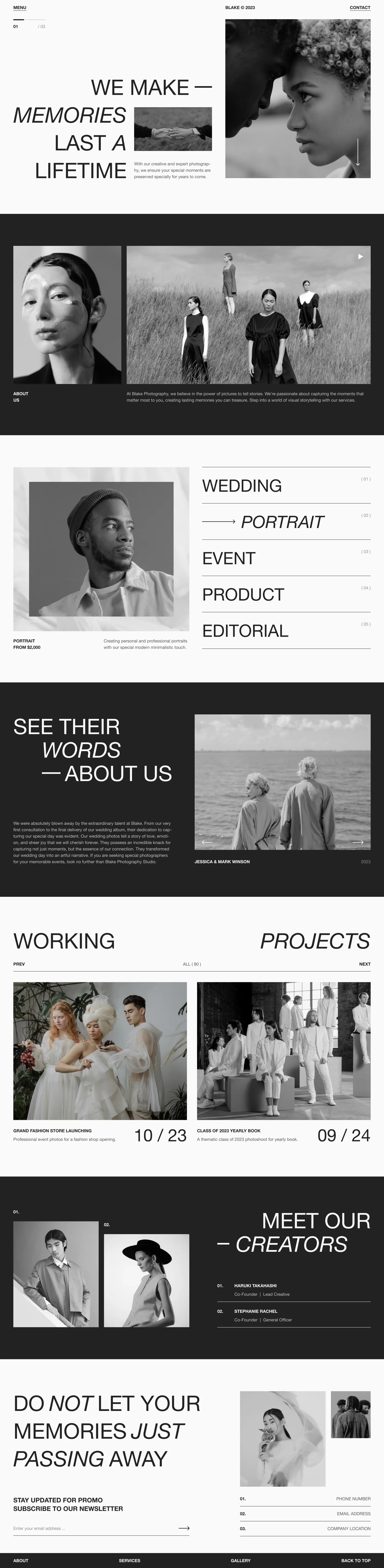 Blake - Photography Website Framer - Portfolio design