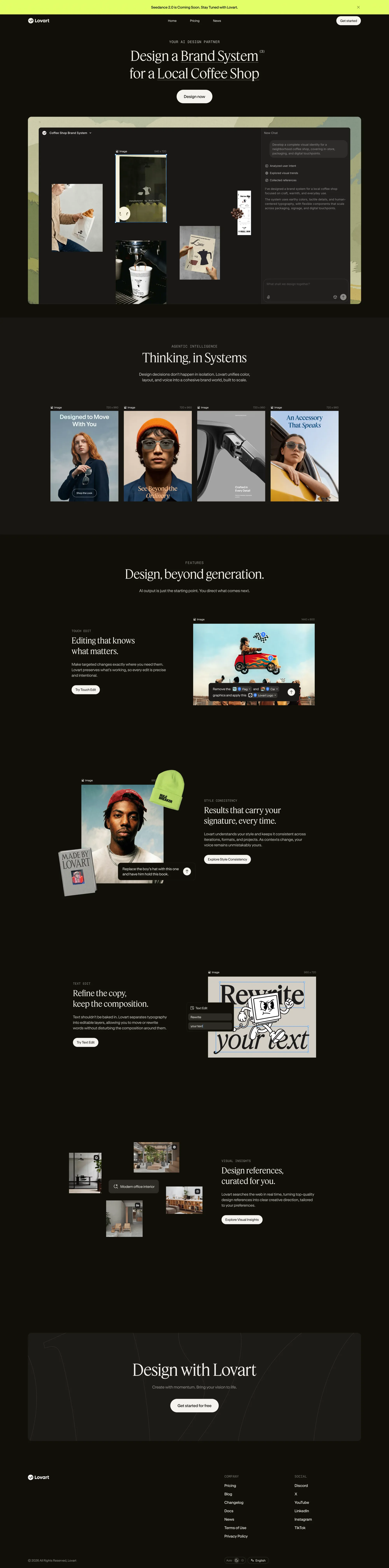 Lovart: The World's First AI Design Agent | Automated Graphic Design Platform - Landing design