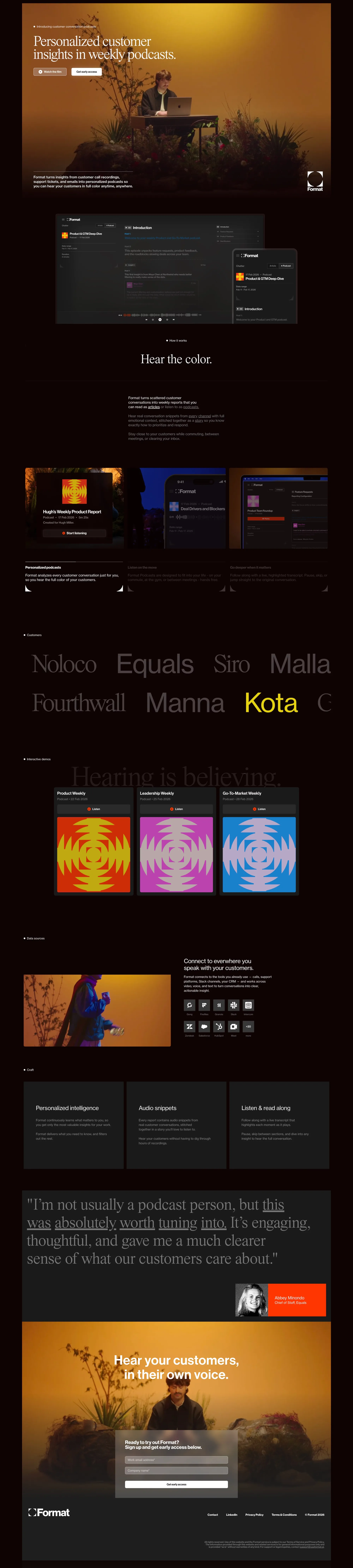 Format - Landing design