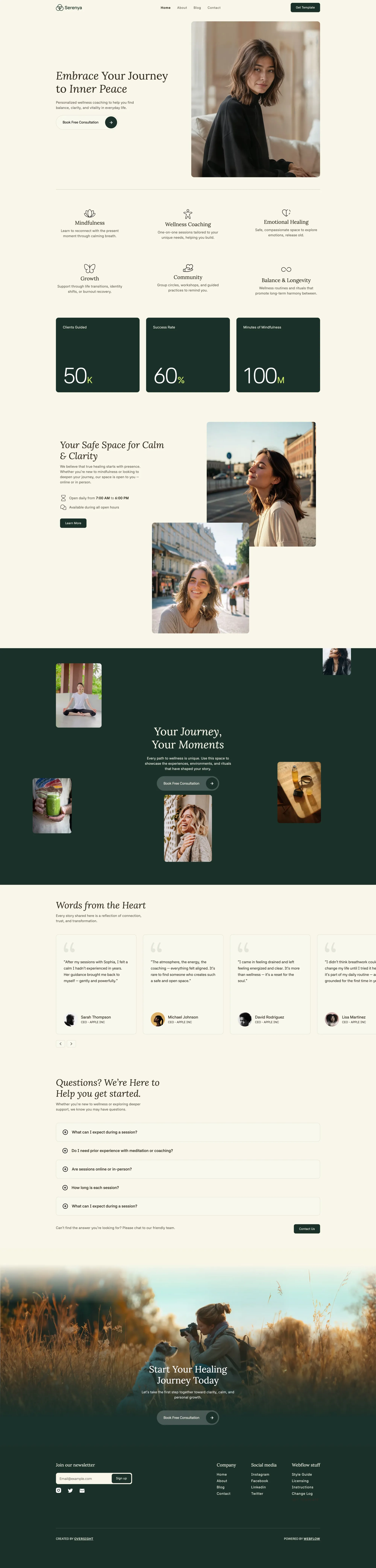 Serenya - Webflow HTML website template - Template design